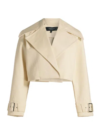 Toccin Women's Tommy Cropped Trench Jacket In Neutral