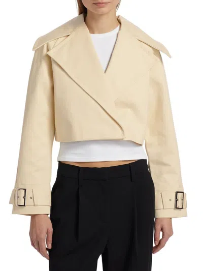 Toccin Women's Tommy Cropped Trench Jacket In White