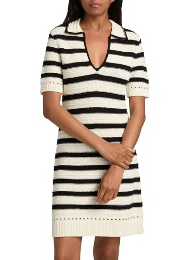 Toccin Women's Tyler Striped Knit Polo Minidress In Neutral
