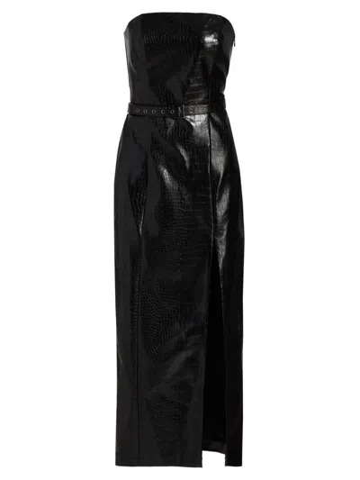 Toccin Women's Vivian Bandeau Croc-embossed Midi-dress In Black