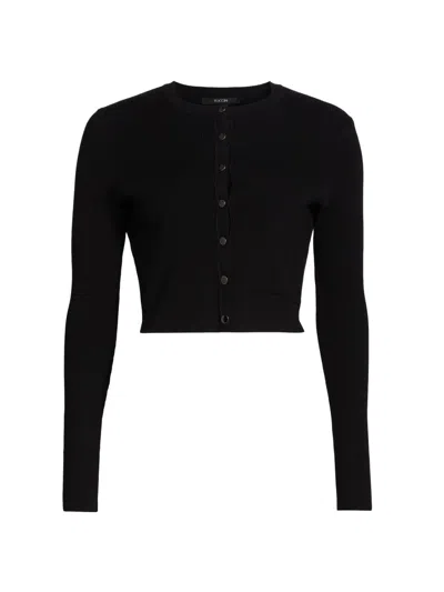 Toccin Women's Zoe Crop Crewneck Cardigan In Black