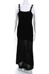 Toccin Womens Metallic Open Knit Sleeveless Maxi Sweater Dress Black In Black