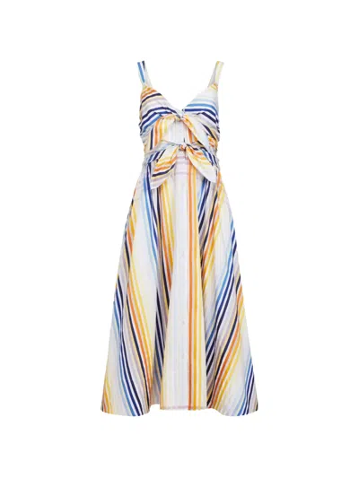 Toccin Wren Double Tie-front Midi Cotton Dress In Animal Print