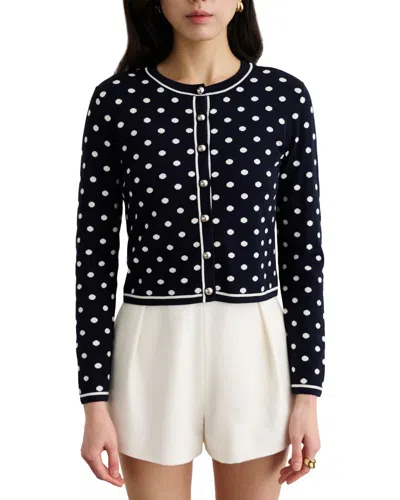 Toccin Xandra Long Sleeve Silk-blend Cardigan In Blue