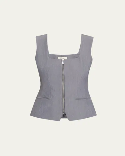 Toccin Yara Sleeveless Zip-front Vest In Silver