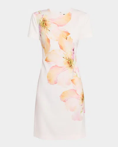 Toccin Yvette Floral Short-sleeve Dress In Neutral