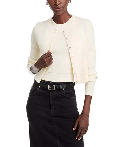 Toccin Zoe Classic Cropped Cardigan In Ivory