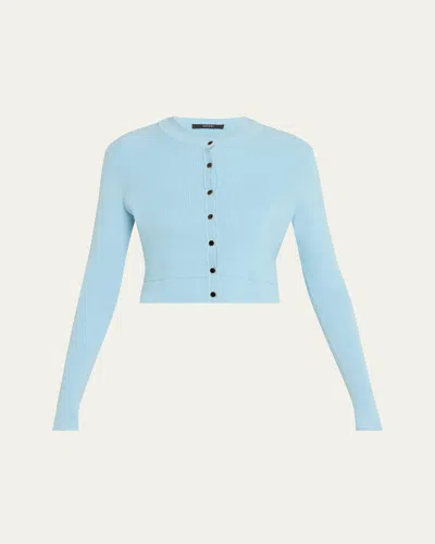 Toccin Zoe Classic Cropped Cardigan In Soft Blue
