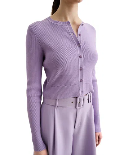 Toccin Zoe Cropped Cardigan Sweater In Purple