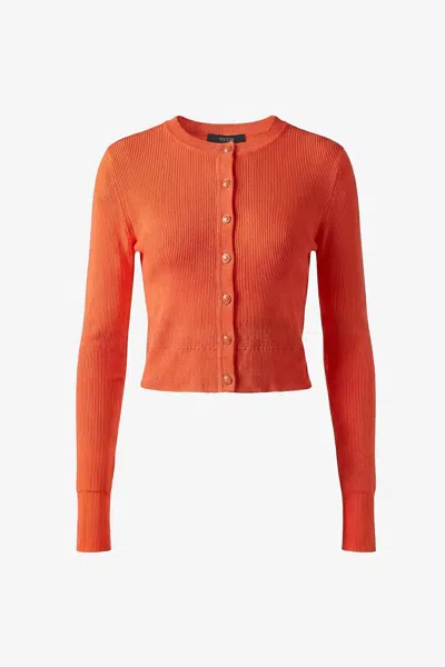 Toccin Zoe Cropped Fitted Cardigan In Red