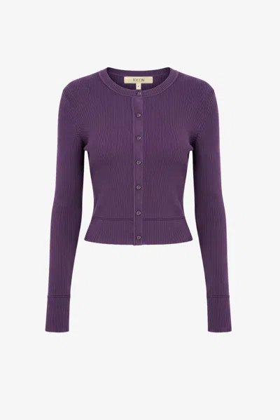 Toccin Zoe High Shine Cropped Cardigan In Purple