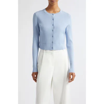 Toccin Zoe Rib Crop Cardigan In Blue
