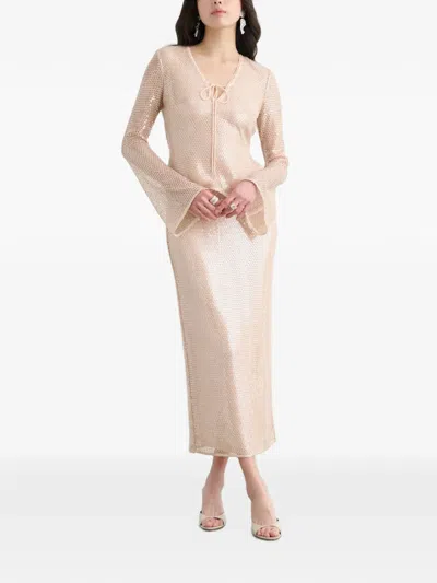 Toccin Zuri Sequin-embellished Flared-sleeve Blouse In Neutral
