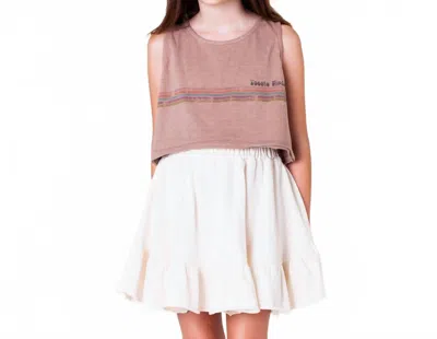 Tocoto Vintage Kids' Lines Straps Top In Brown