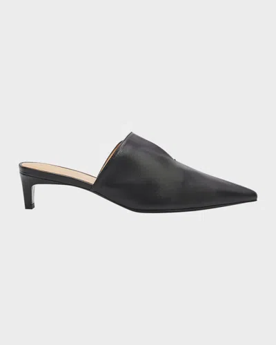 Tod & Apos;s 40mm Nappa Leather Kitten-heel Mules In Black