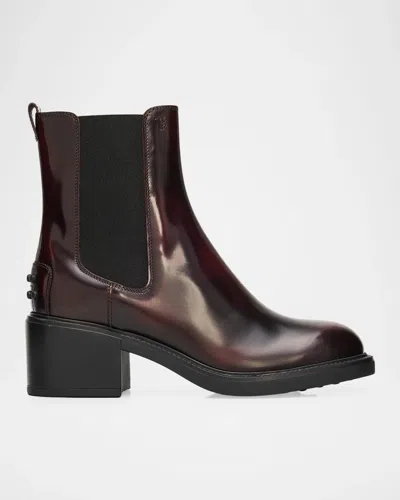 Tod & Apos;s 60mm Leather Chelsea Boots In Mosto