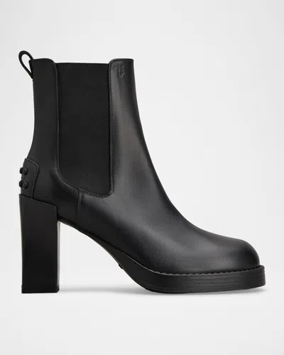 Tod & Apos;s 80mm Leather Chelsea Boots In Nero