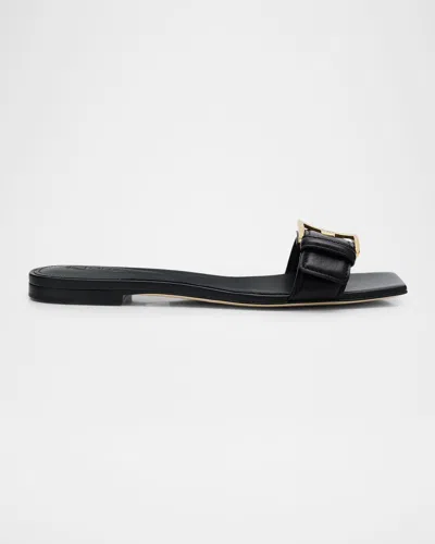 Tod & Apos;s Buckle Nappa Leather Flat Slide Sandals In Multi
