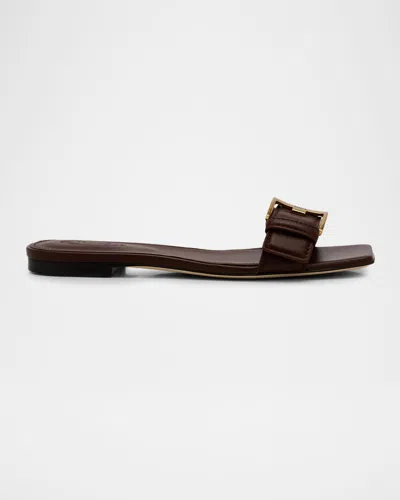Tod & Apos;s Buckle Nappa Leather Flat Slide Sandals In Multi