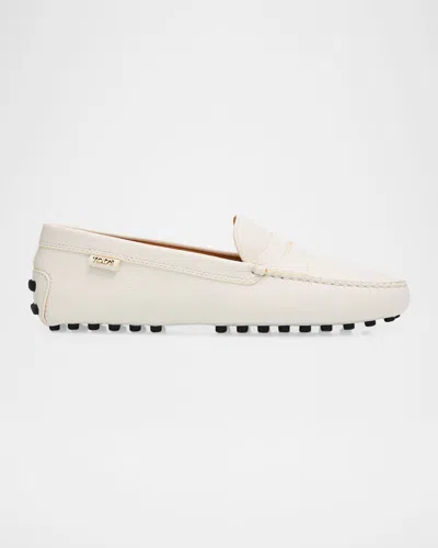 Tod & Apos;s Cavillon Leather Driving Loafers In White