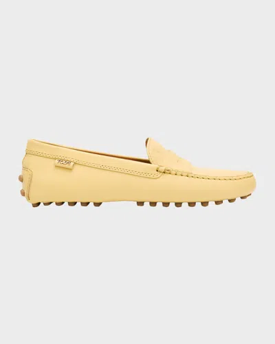 Tod & Apos;s Gommino Leather Penny Loafers In Yellow