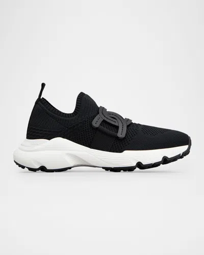Tod & Apos;s Kate Stretch Knit Trainer Sneakers In Black