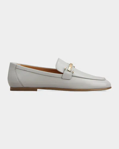 Tod & Apos;s Leather Bar Loafers In Gray