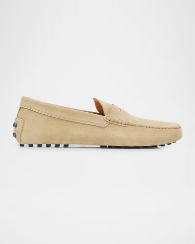 Tod & Apos;s Men & Apos;s Mocassino Gommino Suede Driving Shoes In Light Beige