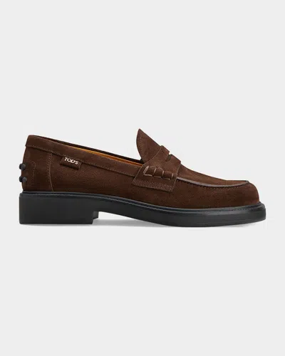 Tod & Apos;s Men & Apos;s Suede Mocassin Penny Loafers In Brown