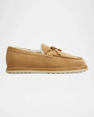Tod & Apos;s Men & Apos;s Suede Shearling-lined Moc-toe Loafers In Brown