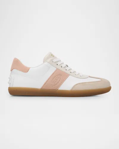 Tod & Apos;s Mixed Leather Low-top Sneakers In White
