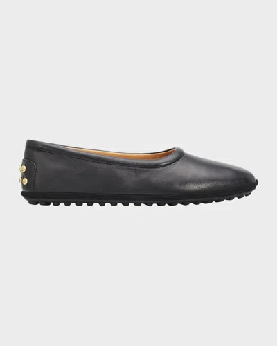 Tod & Apos;s Studded Nappa Leather Ballerina Flats In Black