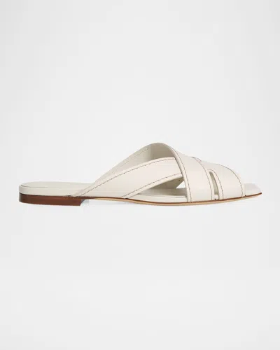 Tod & Apos;s T-strap Leather Flat Slide Sandals