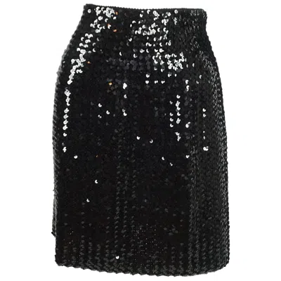Pre-owned Todd Oldham 1990's Black Sequin Knit Skirt - Size Small