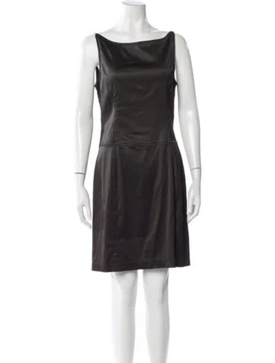 Pre-owned Todd Oldham Bateau Neckline Mini Dress In Brown