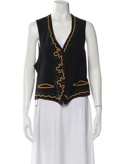 Pre-owned Todd Oldham Graphic Print Vest In Black