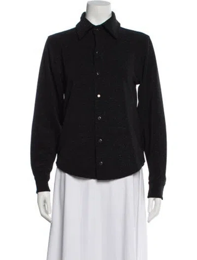 Pre-owned Todd Oldham Long Sleeve Button-up Top In Black