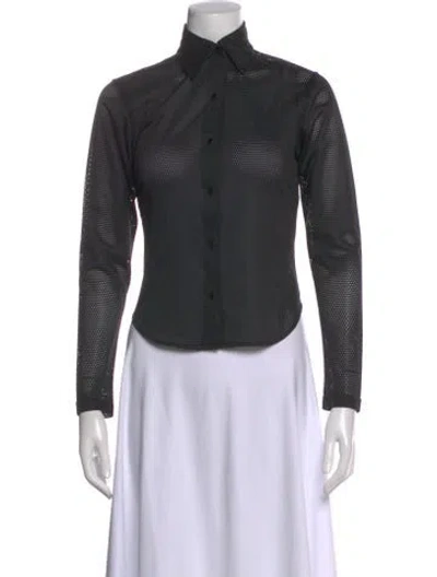 Pre-owned Todd Oldham Long Sleeve Button-up Top In Gray