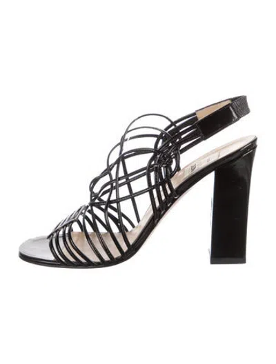Pre-owned Todd Oldham Patent Leather Sandals In Black