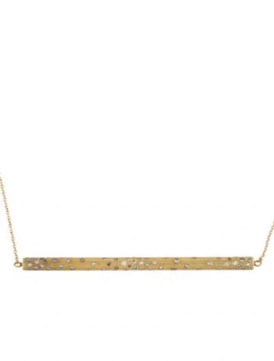 Pre-owned Todd Reed 18k Diamond Gauche Bar Pendant Necklace, 19.25" In Multi