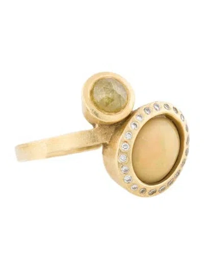Pre-owned Todd Reed 18k Opal & Diamond Moi Et Moi Ring In Multi