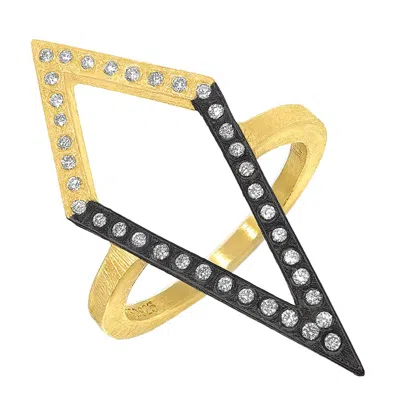 Pre-owned Todd Reed Brilliant White Diamond Yellow Gold Patina Silver Open Kite Ring,  2021