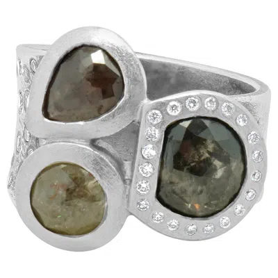 Pre-owned Todd Reed Palladium Fancy Cut Multi Colored Diamond Ring