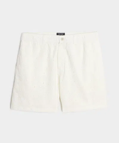 Todd Snyder 5" Embroidered Cotton Beachcomber Short In White