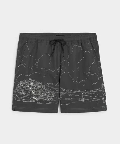 Todd Snyder 5" Montauk Swim Trunk In Black In Gray