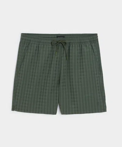 Todd Snyder 5" Seersucker Montauk Swim Trunk In Olive In Green