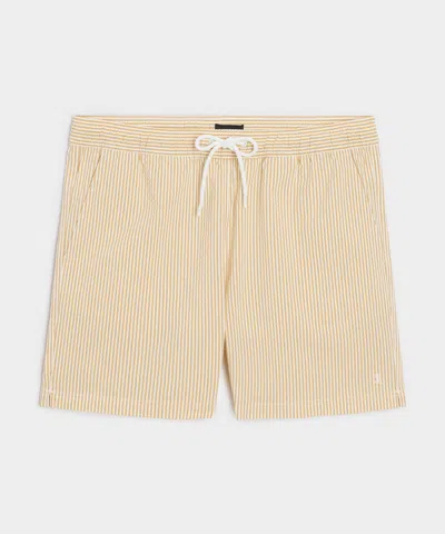 Todd Snyder 5" Seersucker Montauk Swim Trunk In Yellow