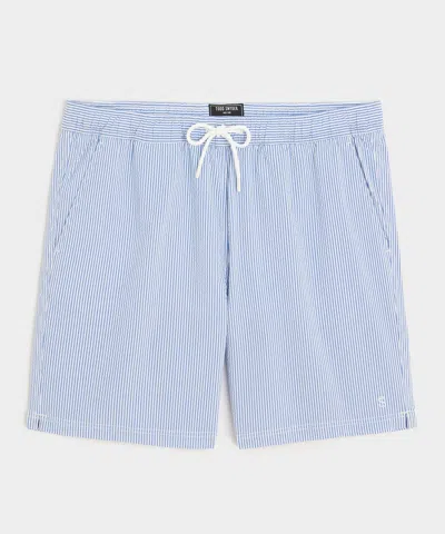 Todd Snyder 7" Seersucker Montauk Swim Trunk In Blue