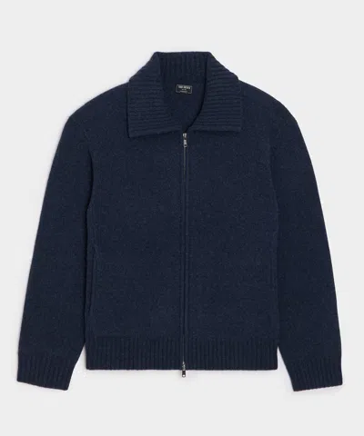 Todd Snyder Boiled Wool Full-zip Sweater Jacket In Navy In Blue