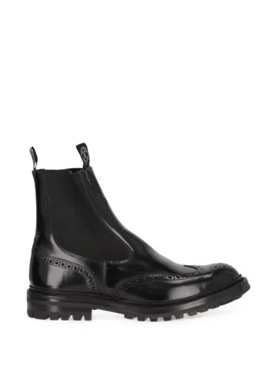 Todd Snyder Brogue-detail Leather Chelsea Boots In Black